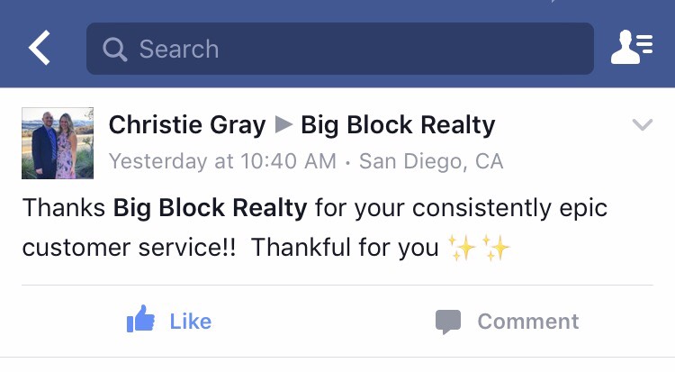 Big Block Realty Testimonial